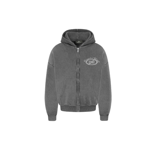 Washed Grey Zip Hoodie